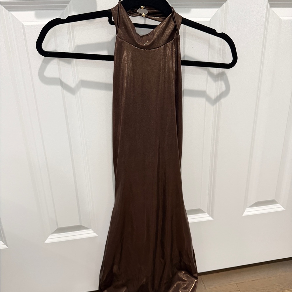 Windsor Shimmering Brown Backless Dress